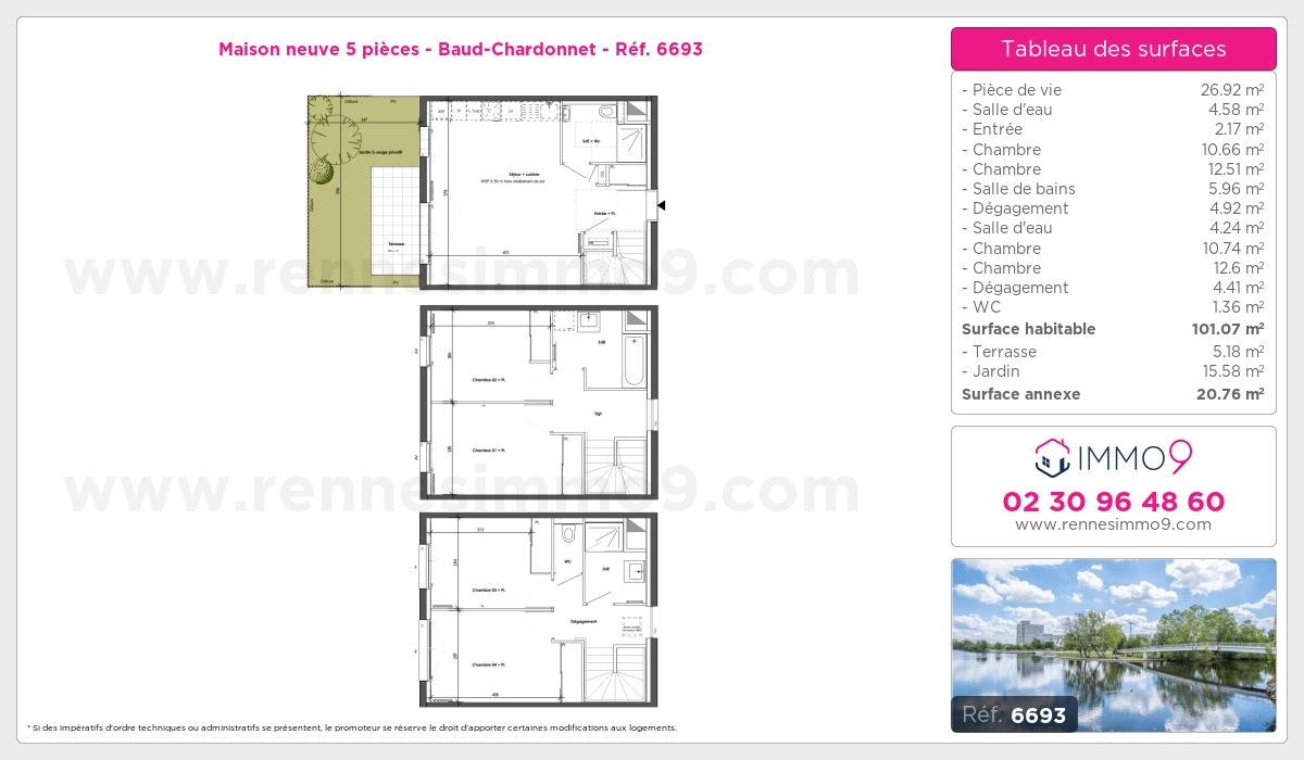 Plan et surfaces, Programme neuf Rennes : Baud-Chardonnet Référence n° 6693