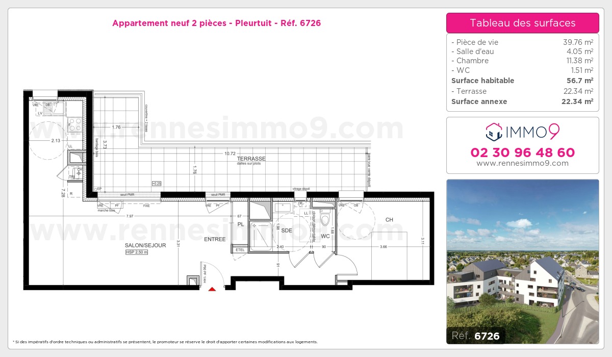 Plan et surfaces, Programme neuf Pleurtuit Référence n° 6726