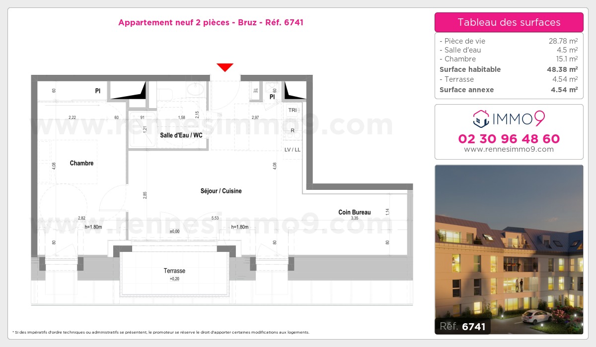 Plan et surfaces, Programme neuf Bruz Référence n° 6741