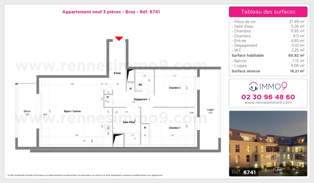 Plan et surfaces, Programme neuf Bruz Référence n° 6741