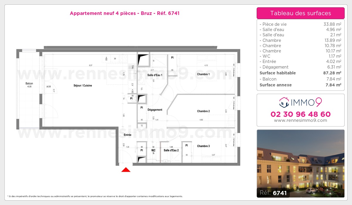 Plan et surfaces, Programme neuf Bruz Référence n° 6741