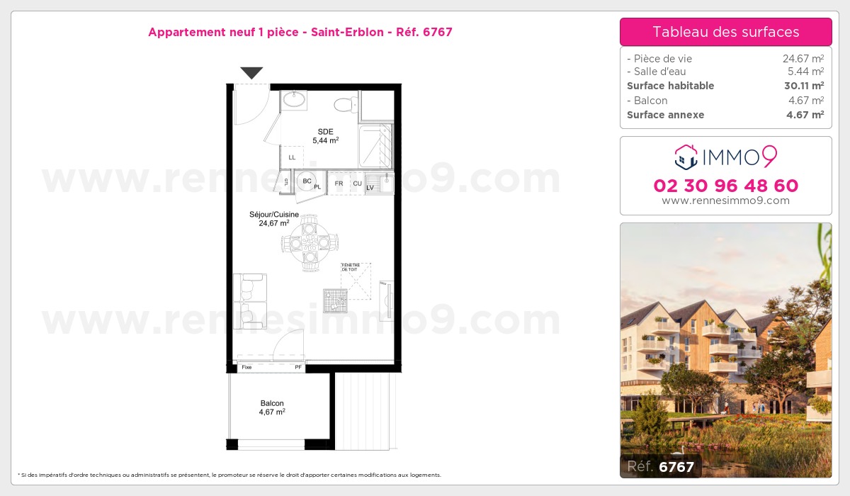 Plan et surfaces, Programme neuf Saint-Erblon Référence n° 6767