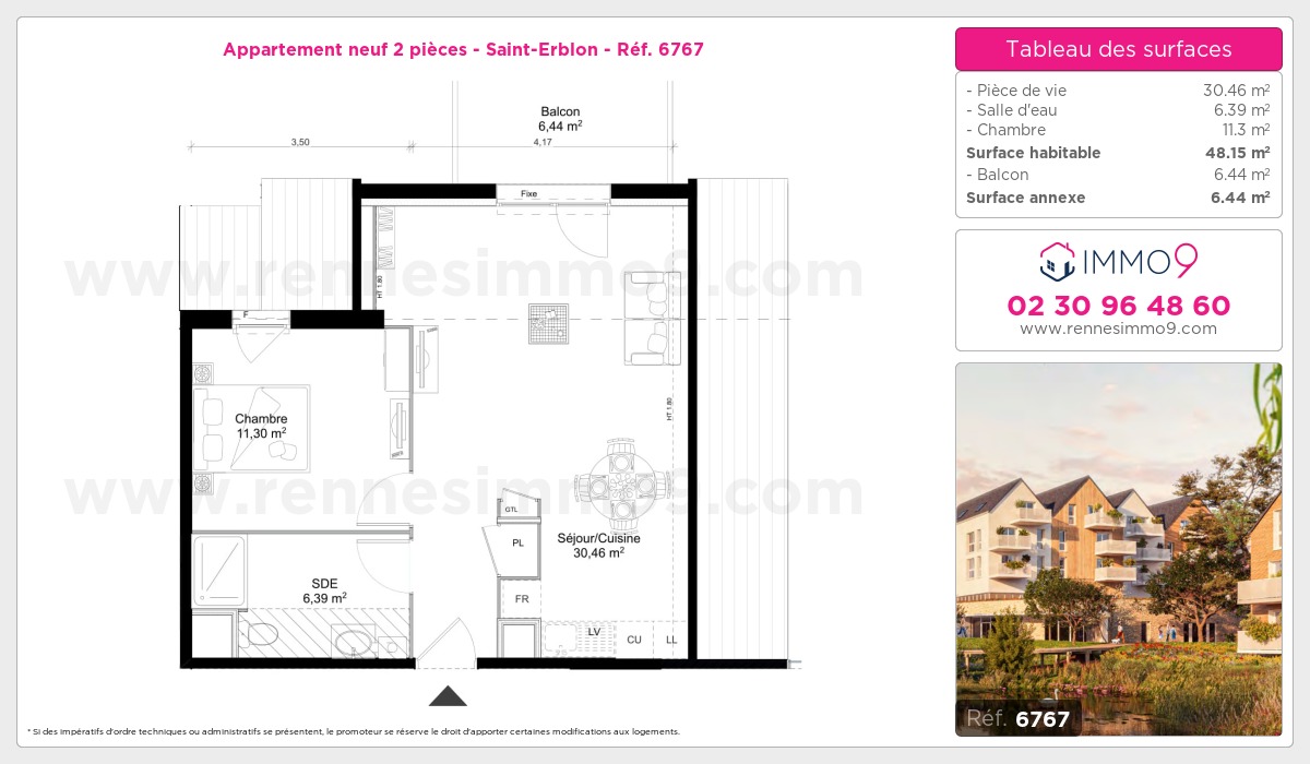 Plan et surfaces, Programme neuf Saint-Erblon Référence n° 6767