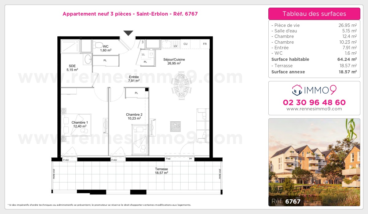 Plan et surfaces, Programme neuf Saint-Erblon Référence n° 6767