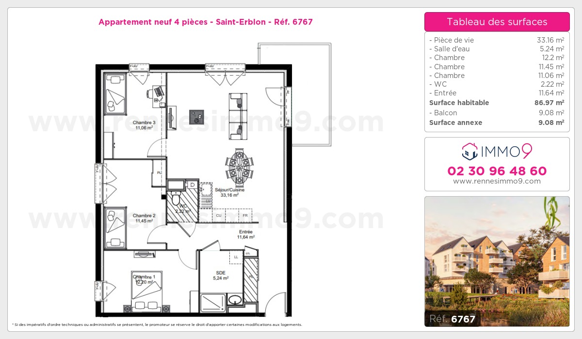 Plan et surfaces, Programme neuf Saint-Erblon Référence n° 6767