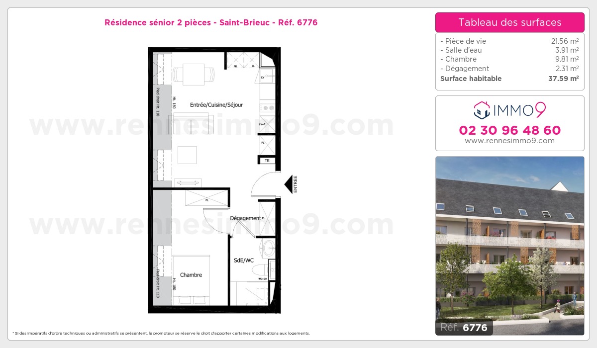 Plan et surfaces, Programme neuf Saint-Brieuc Référence n° 6776