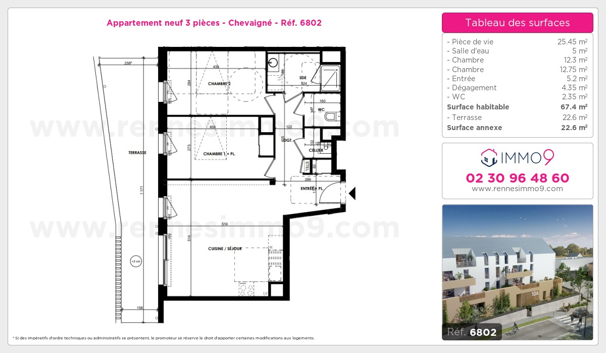 Plan et surfaces, Programme neuf Chevaigné Référence n° 6802