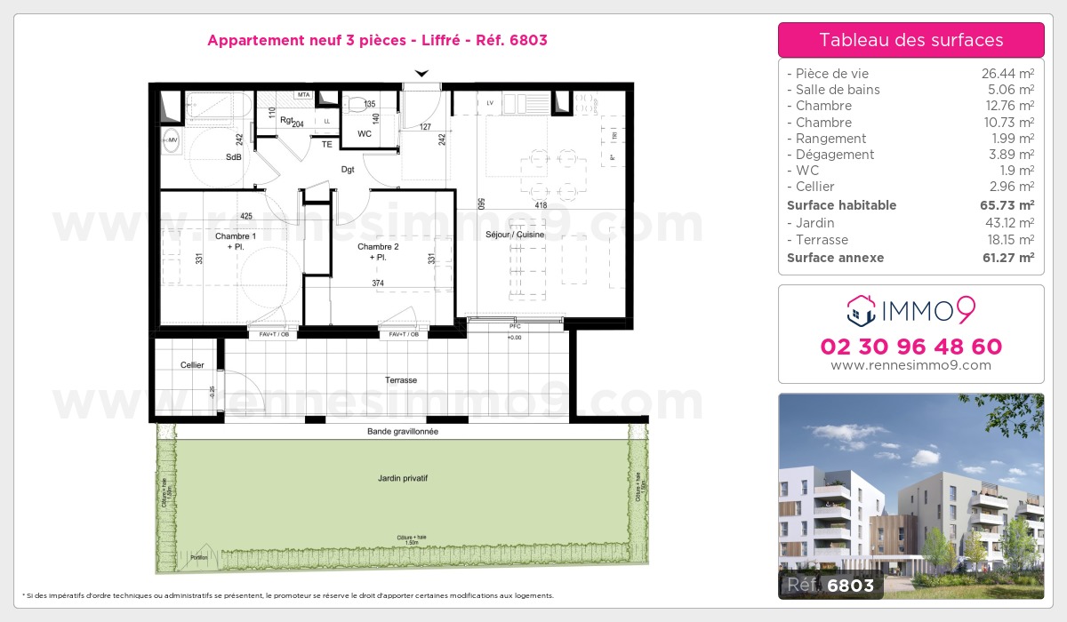 Plan et surfaces, Programme neuf Liffré Référence n° 6803