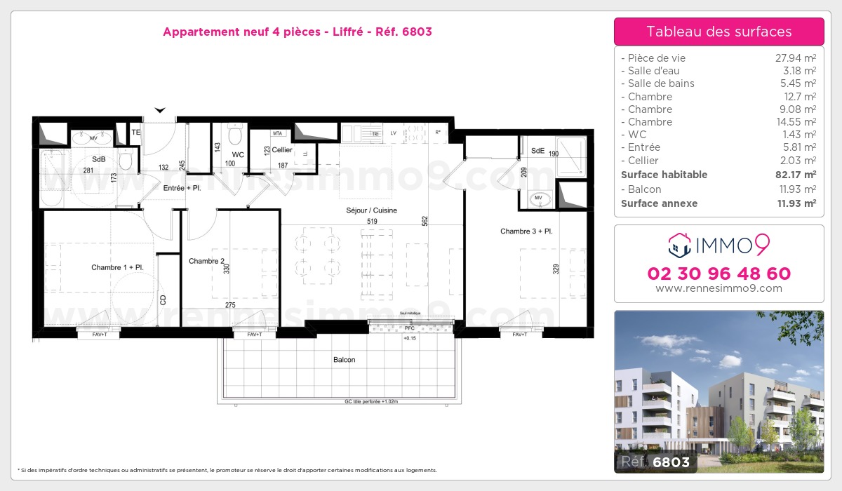 Plan et surfaces, Programme neuf Liffré Référence n° 6803