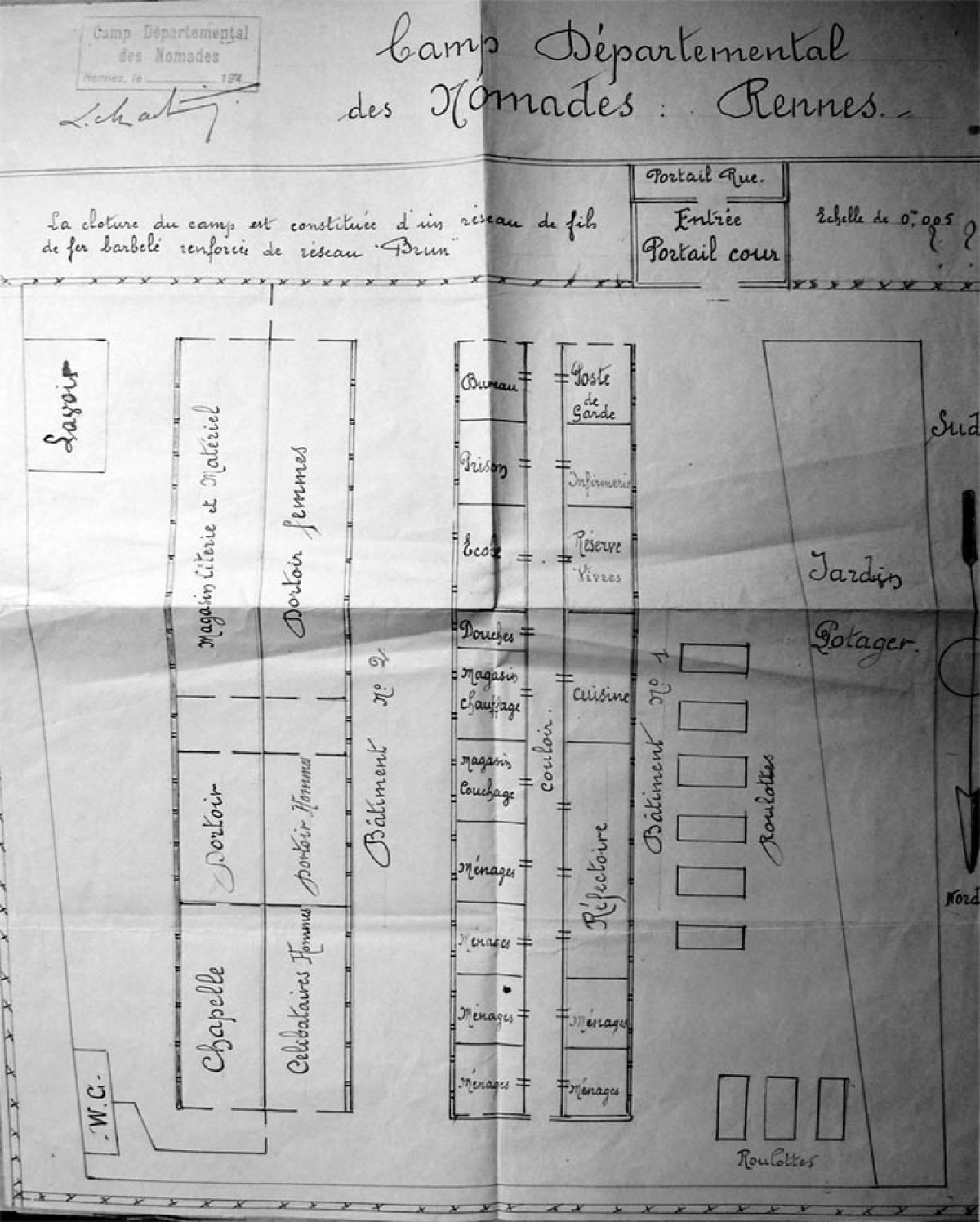 plan du camp d’internement tsigane dans le quartier de bréquigny à rennes