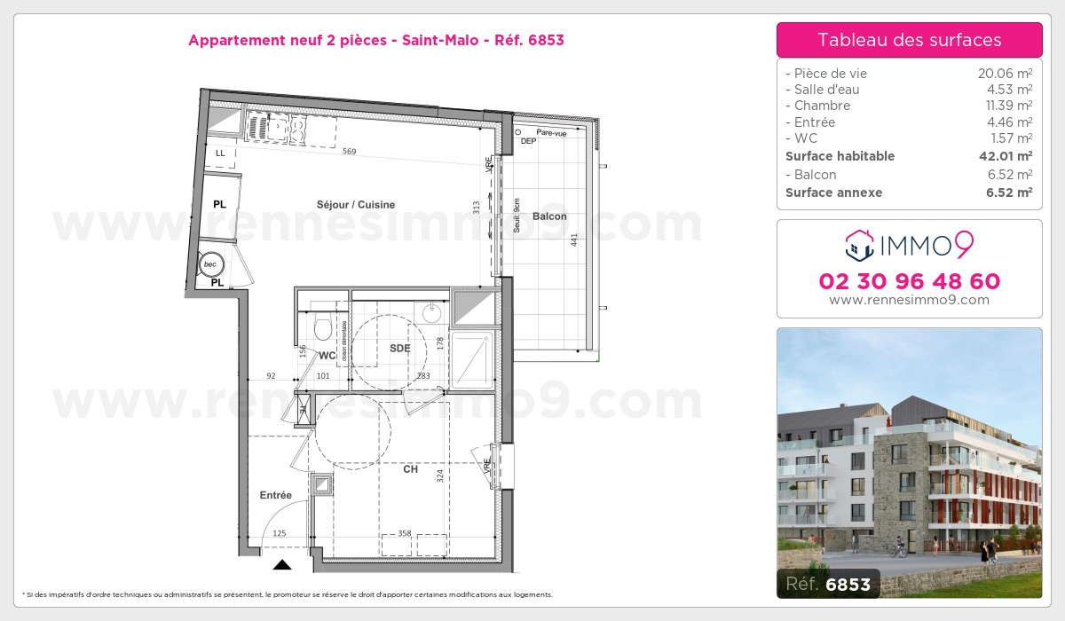 Plan et surfaces, Programme neuf Saint-Malo Référence n° 6853