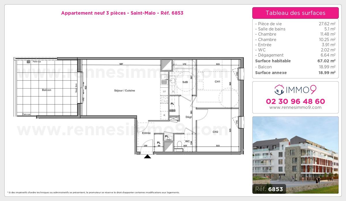 Plan et surfaces, Programme neuf Saint-Malo Référence n° 6853