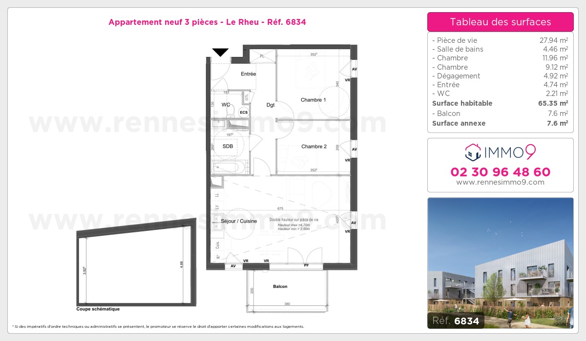 Plan et surfaces, Programme neuf Rheu Référence n° 6834