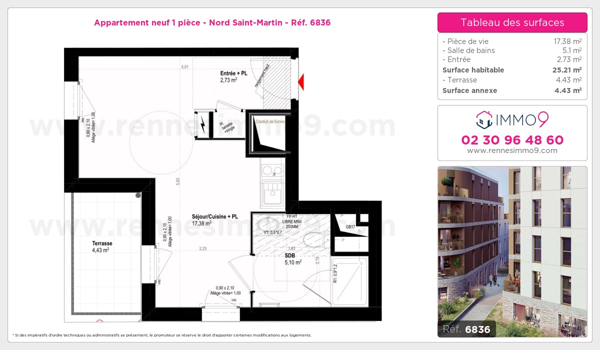 Plan et surfaces, Programme neuf Rennes : Nord Saint-Martin Référence n° 6836