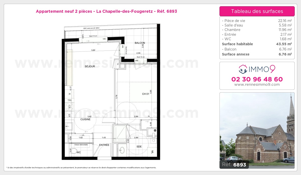 Plan et surfaces, Programme neuf Chapelle-des-Fougeretz Référence n° 6893