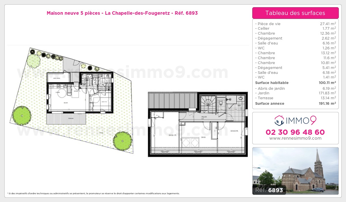 Plan et surfaces, Programme neuf Chapelle-des-Fougeretz Référence n° 6893