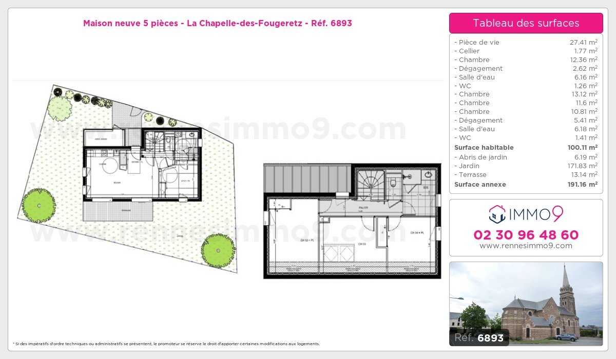 Plan et surfaces, Programme neuf Chapelle-des-Fougeretz Référence n° 6893