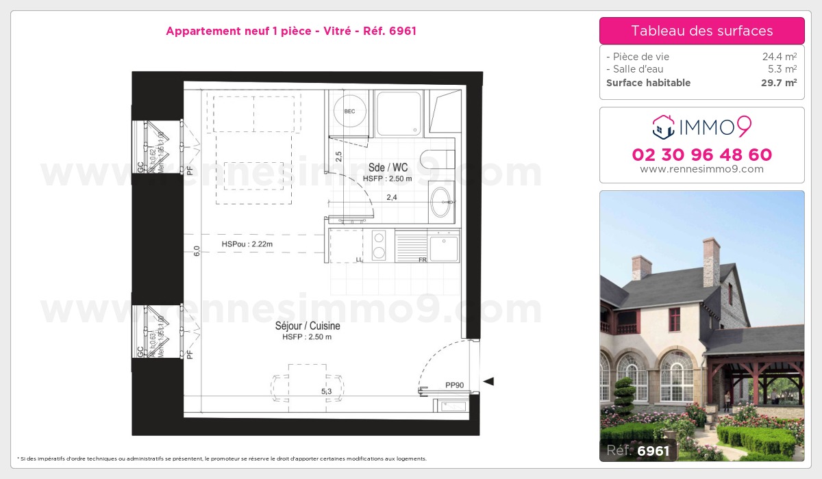 Plan et surfaces, Programme neuf Vitré Référence n° 6961