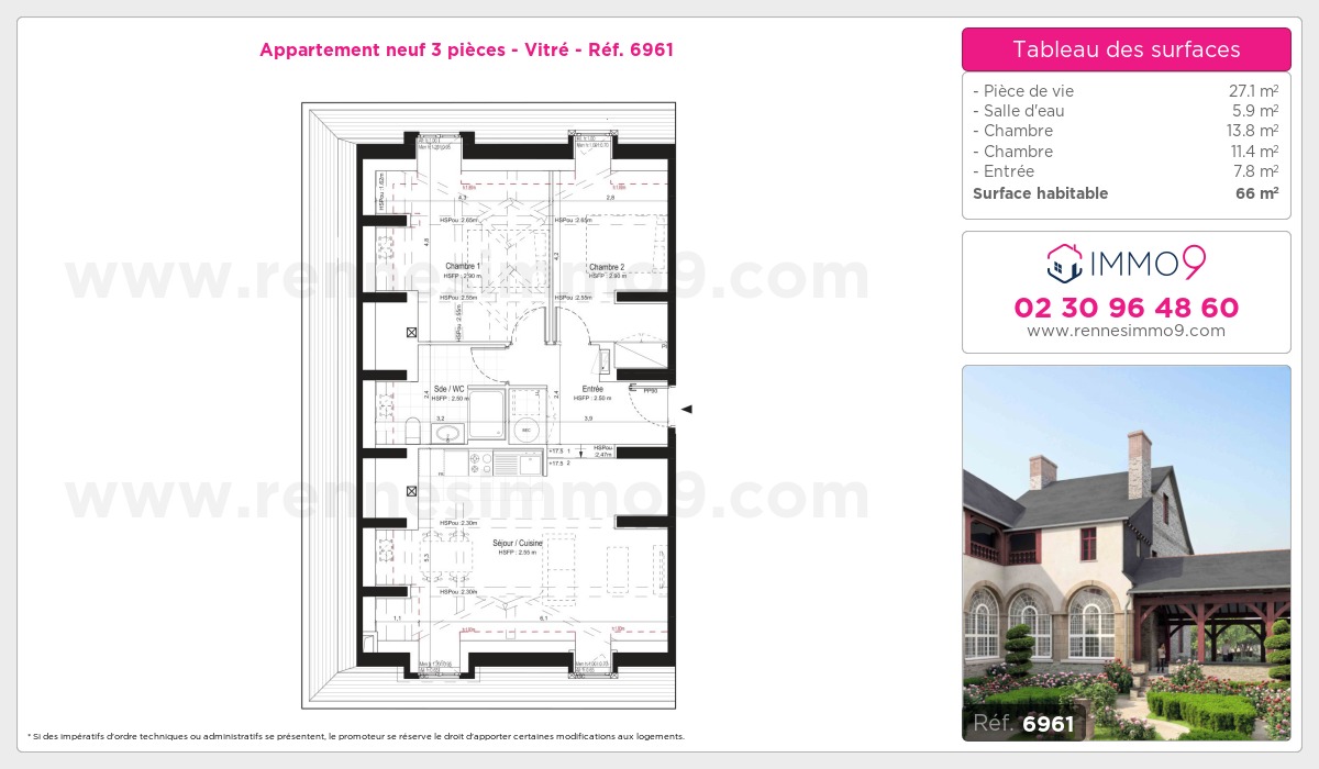 Plan et surfaces, Programme neuf Vitré Référence n° 6961