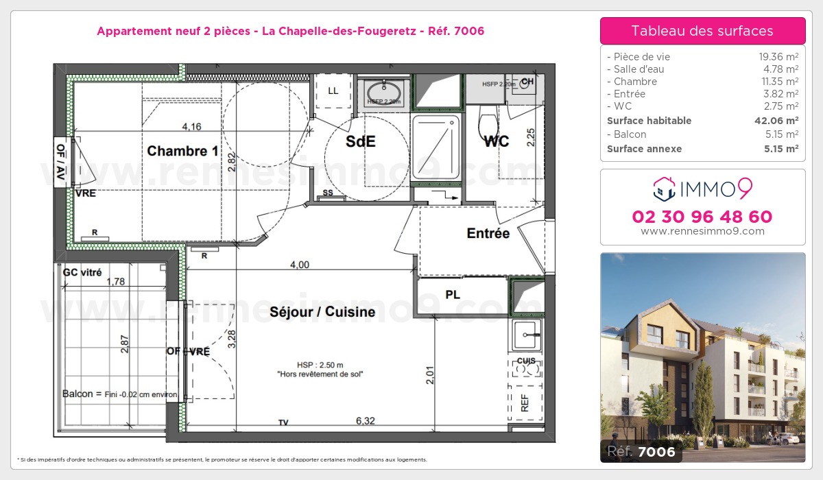 Plan et surfaces, Programme neuf Chapelle-des-Fougeretz Référence n° 7006