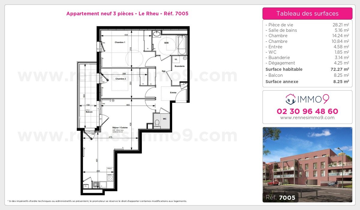 Plan et surfaces, Programme neuf Rheu Référence n° 7005