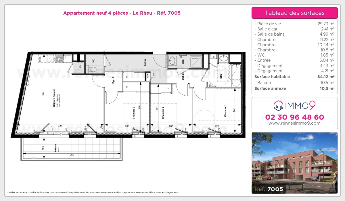 Plan et surfaces, Programme neuf Rheu Référence n° 7005