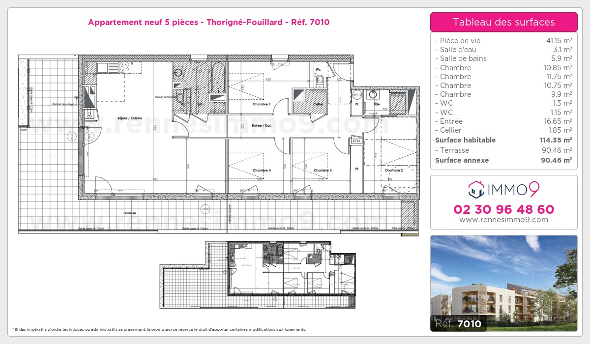 Plan et surfaces, Programme neuf Thorigné-Fouillard Référence n° 7010