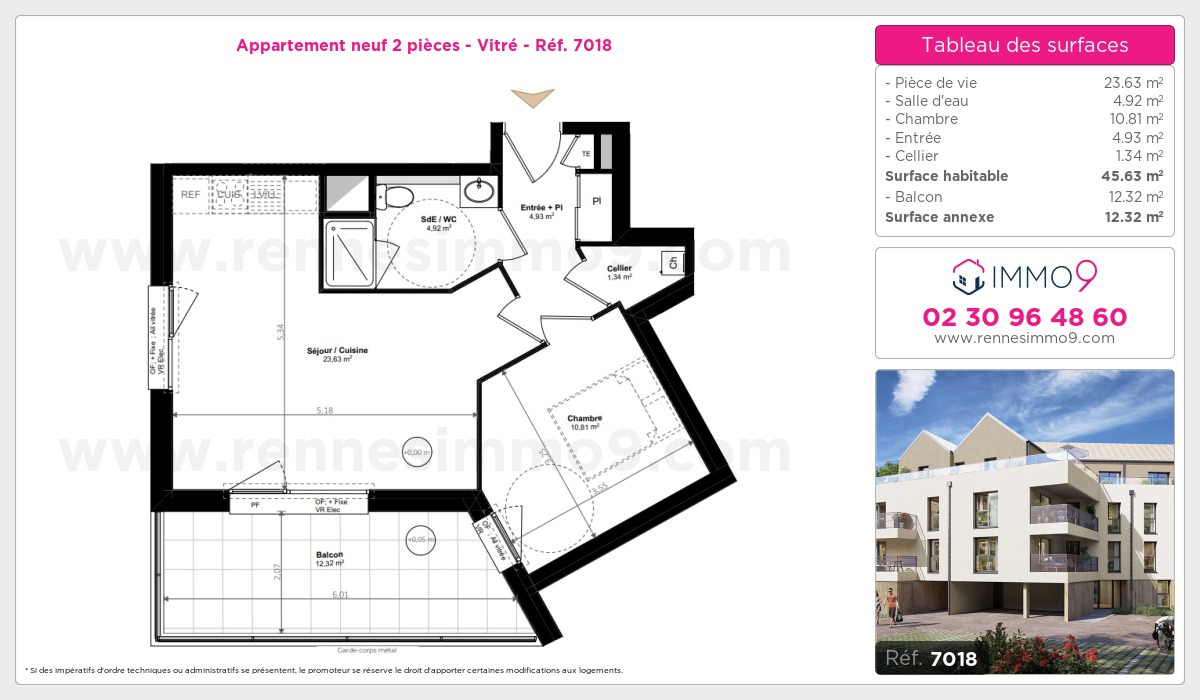 Plan et surfaces, Programme neuf Vitré Référence n° 7018