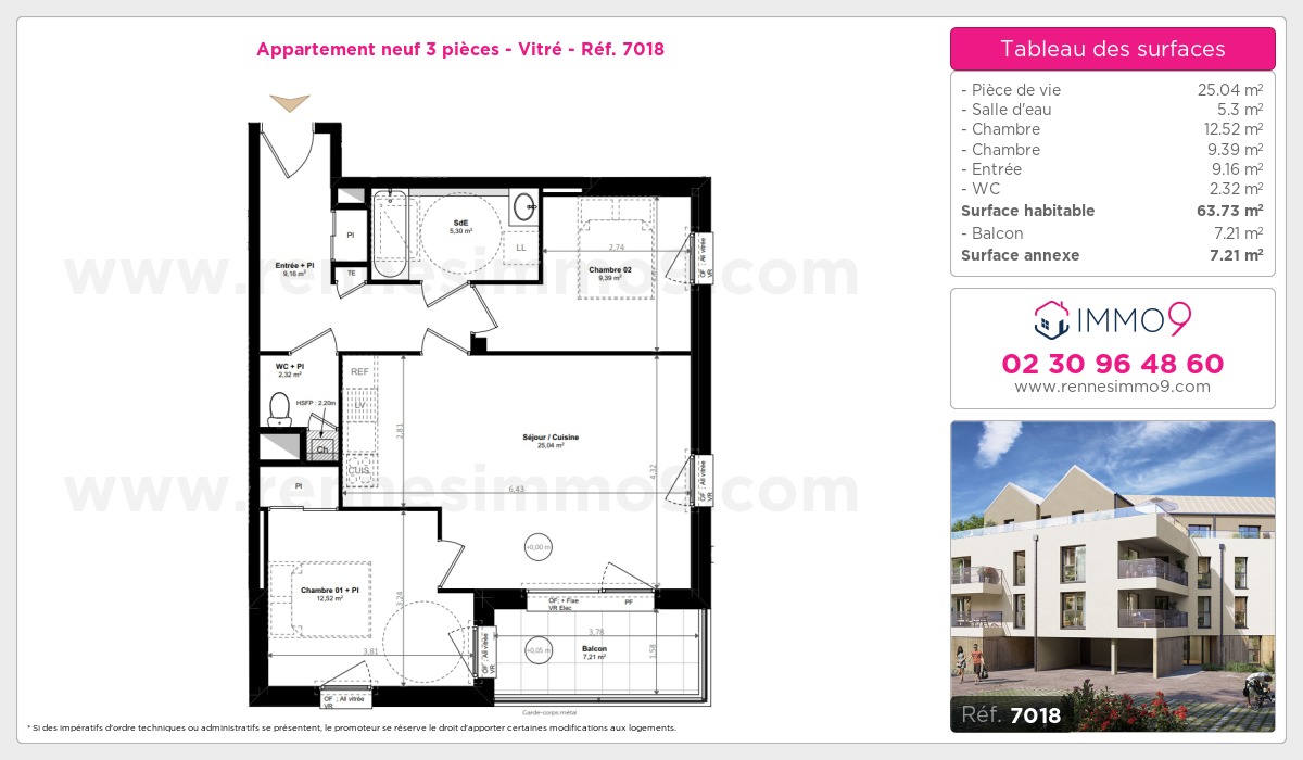 Plan et surfaces, Programme neuf Vitré Référence n° 7018