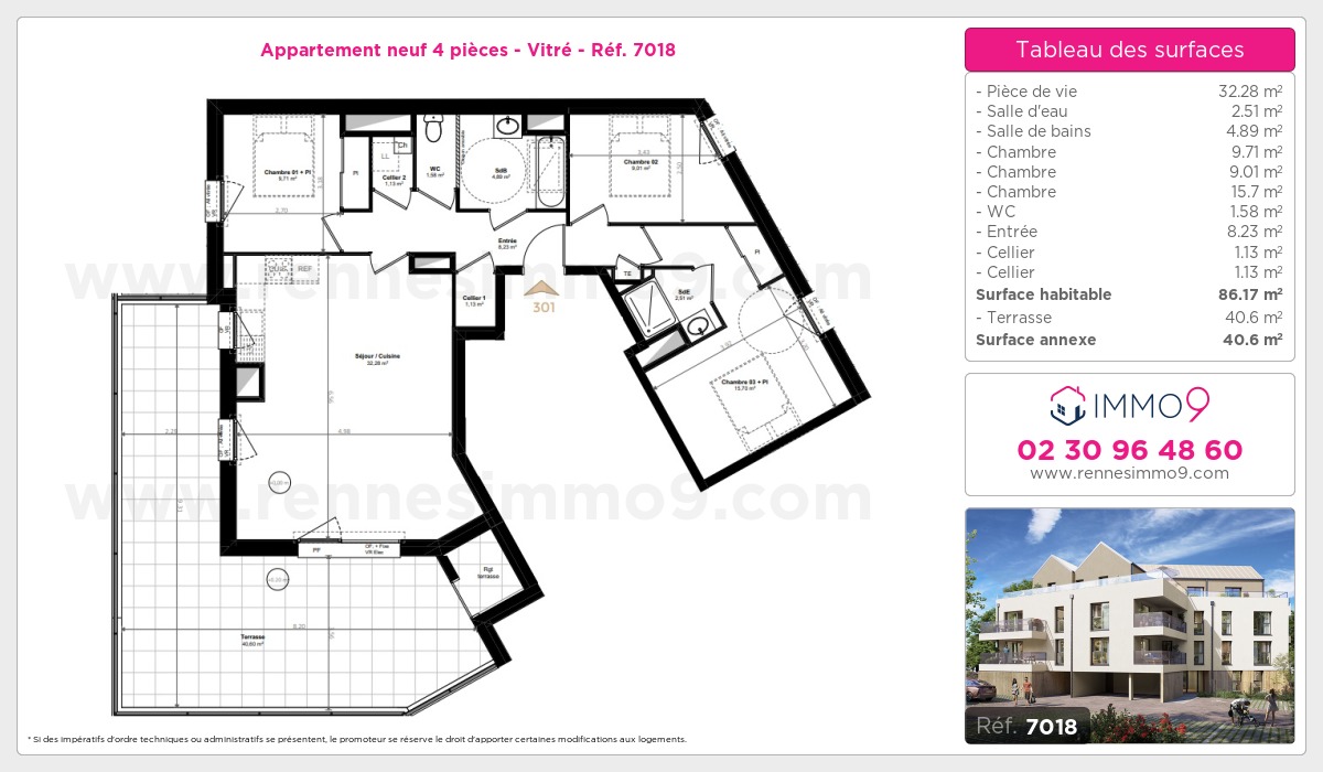 Plan et surfaces, Programme neuf Vitré Référence n° 7018