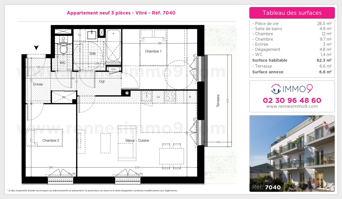 Plan et surfaces, Programme neuf Vitré Référence n° 7040