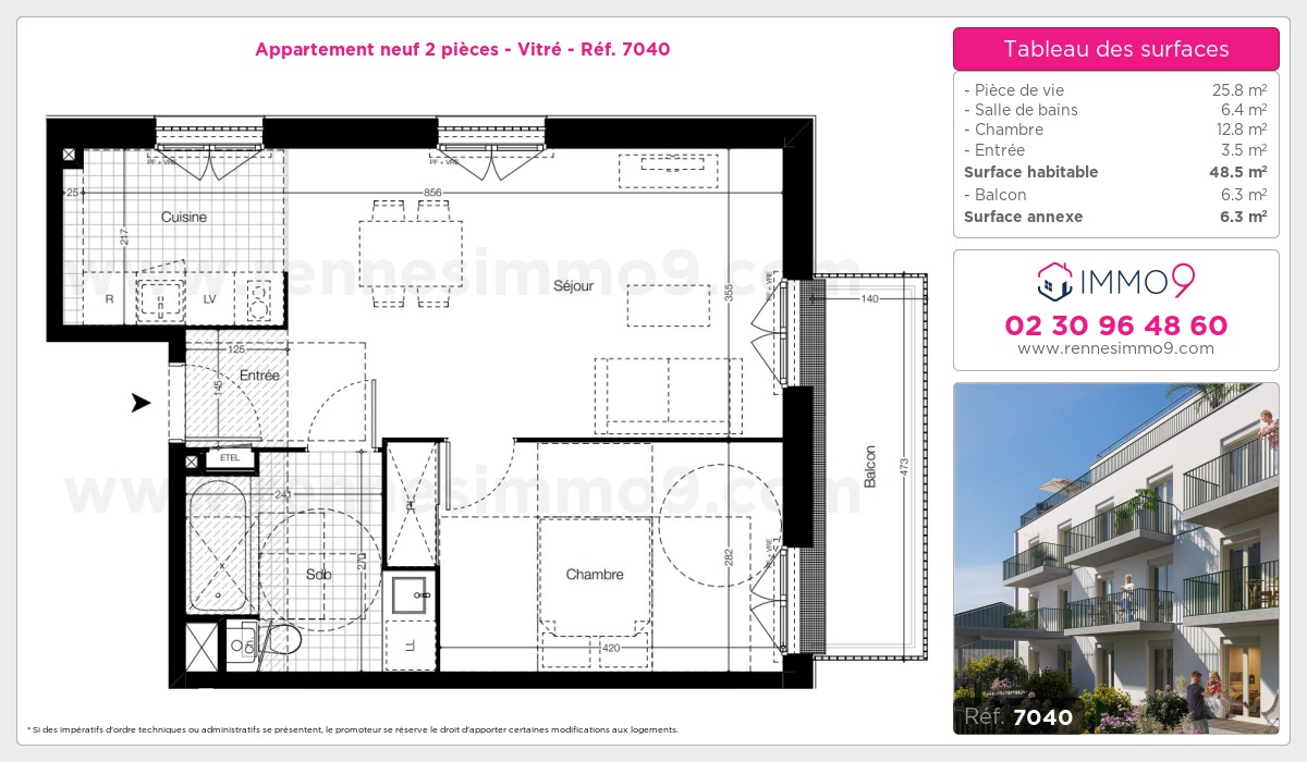 Plan et surfaces, Programme neuf Vitré Référence n° 7040