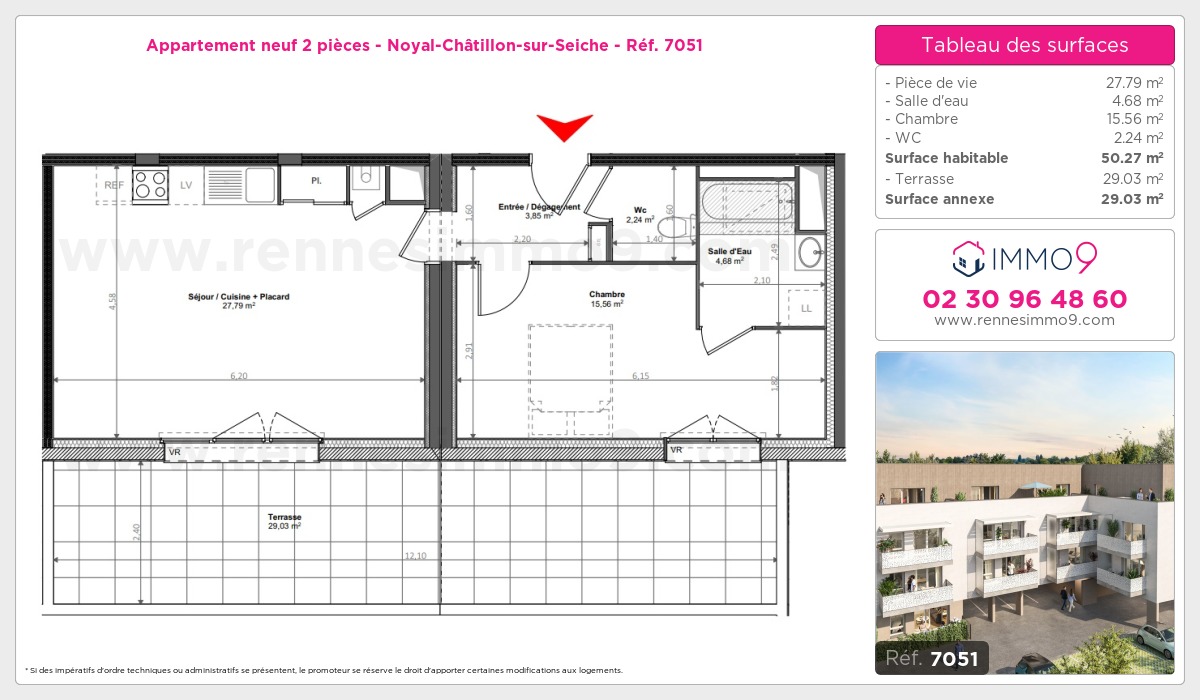 Plan et surfaces, Programme neuf Noyal-Châtillon-sur-Seiche Référence n° 7051