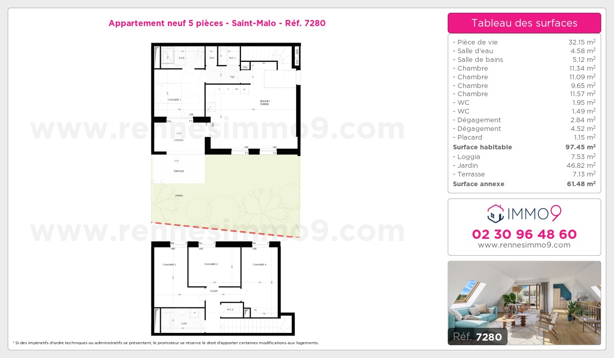 Plan et surfaces, Programme neuf Saint-Malo Référence n° 7280