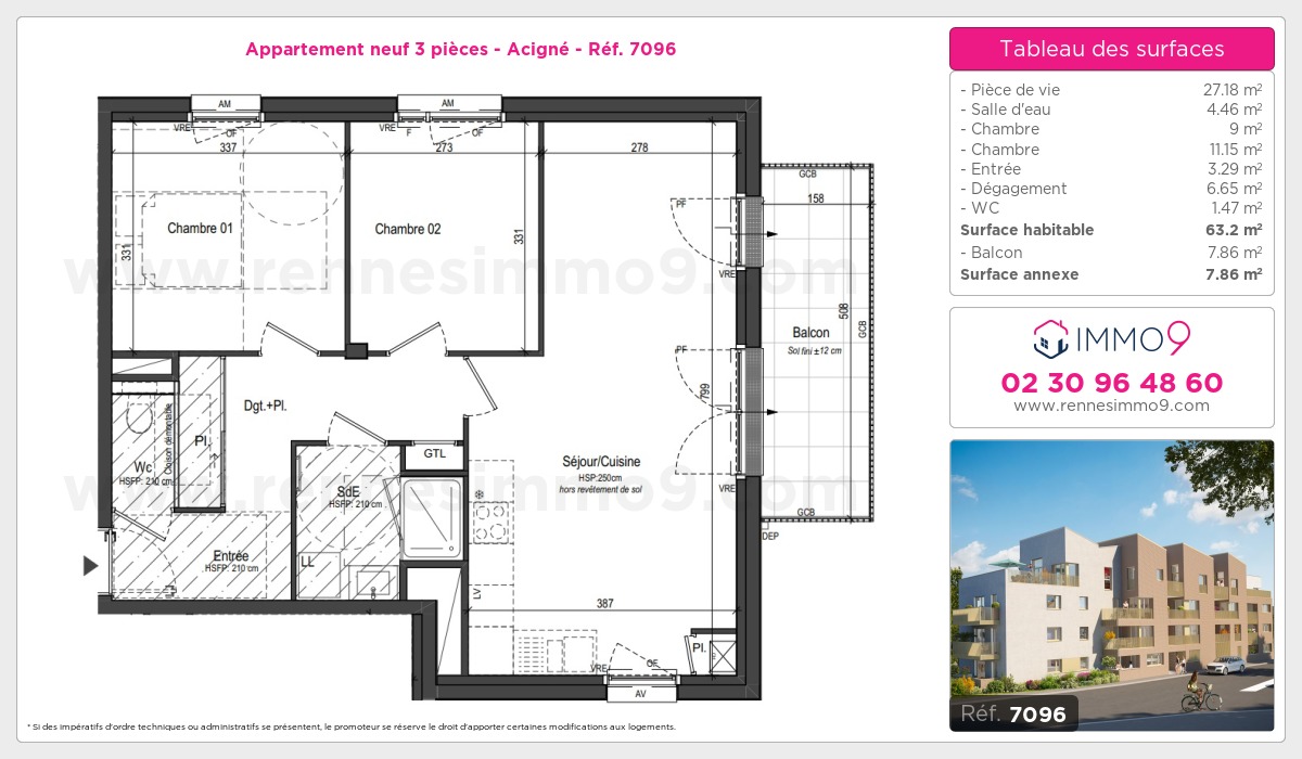 Plan et surfaces, Programme neuf Acigné Référence n° 7096