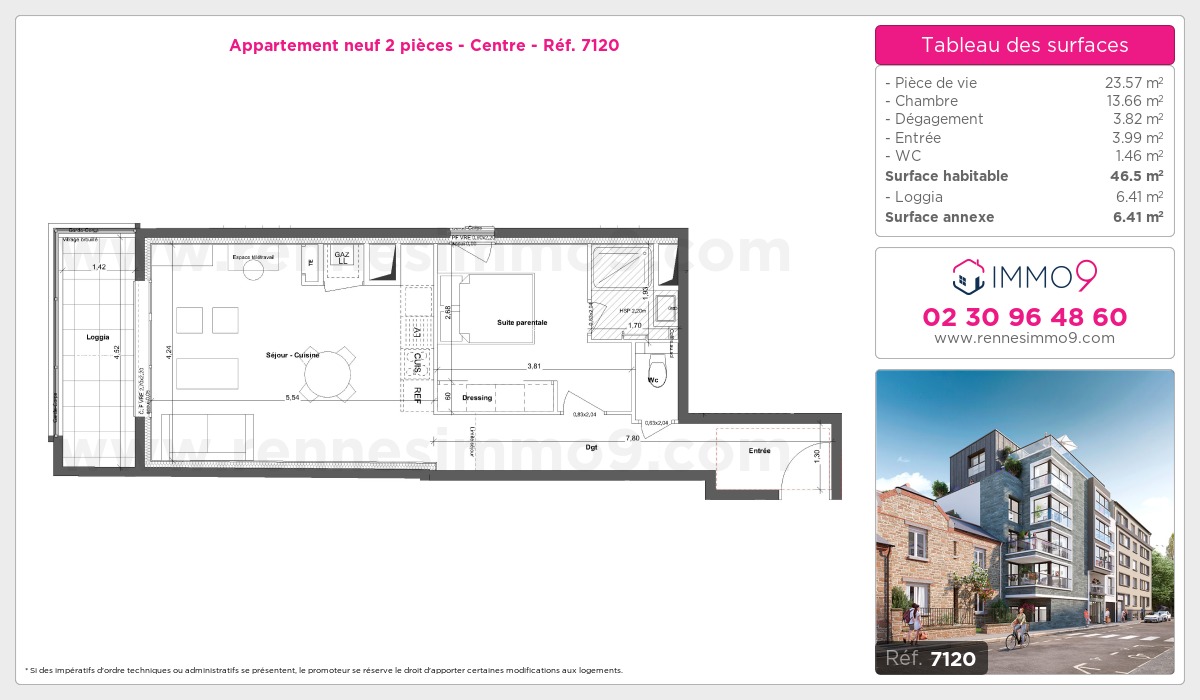 Plan et surfaces, Programme neuf Rennes : Centre Référence n° 7120