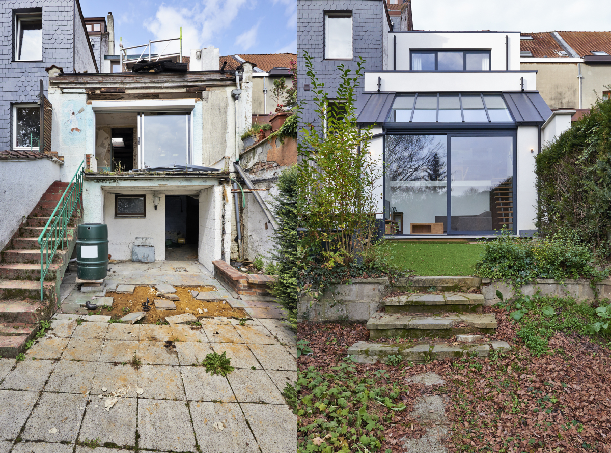 un avant-après d’une maison rénovée