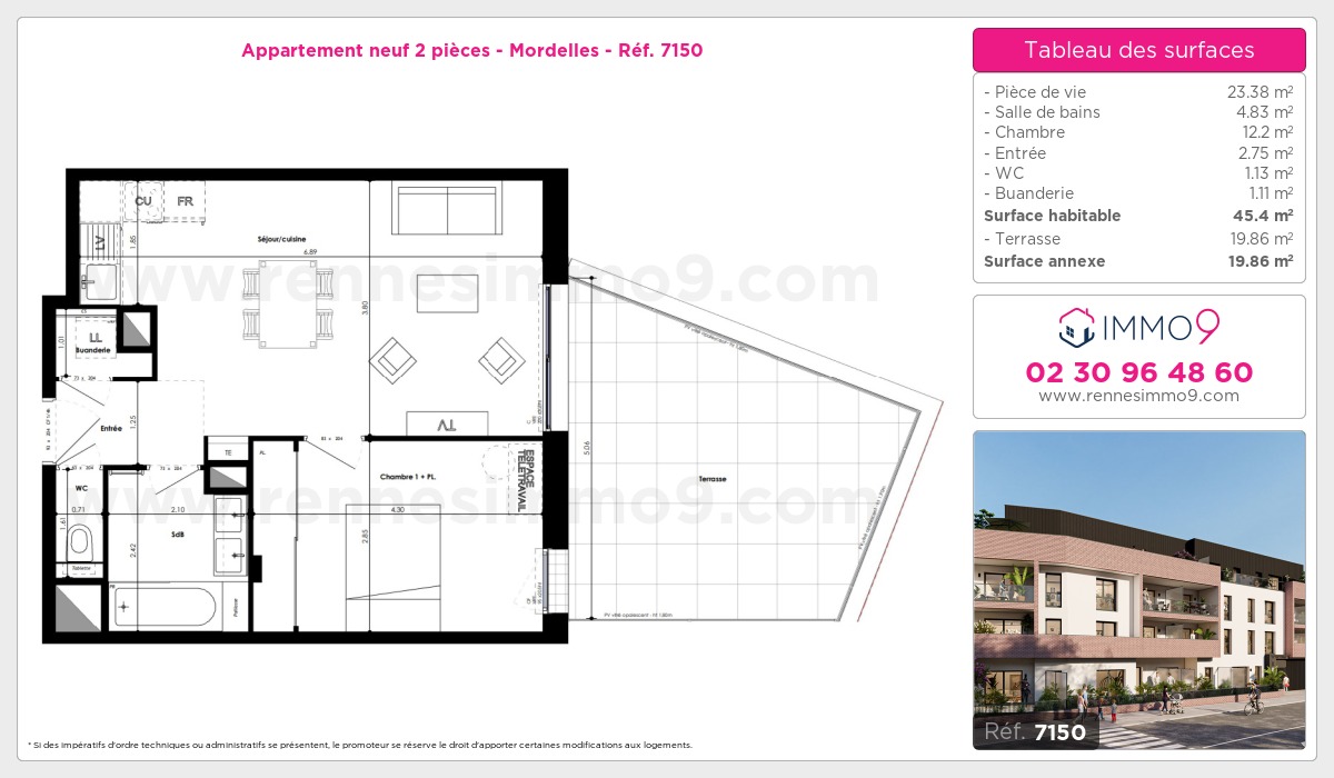 Plan et surfaces, Programme neuf Mordelles Référence n° 7150