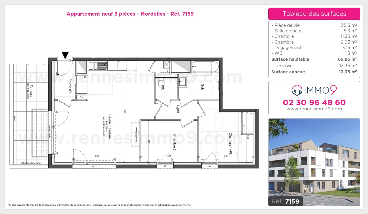 Plan et surfaces, Programme neuf Mordelles Référence n° 7159
