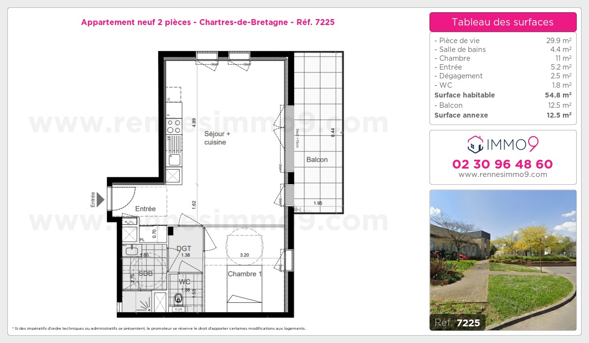 Plan et surfaces, Programme neuf Chartres-de-Bretagne Référence n° 7225