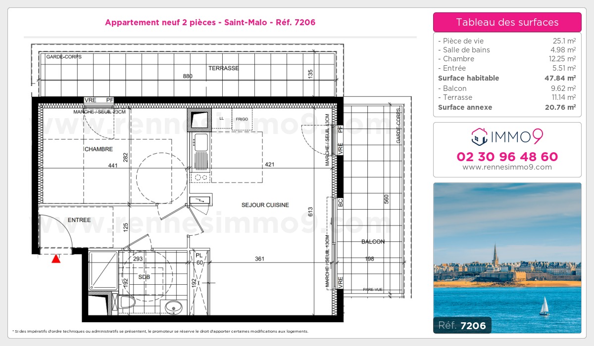 Plan et surfaces, Programme neuf Saint-Malo Référence n° 7206