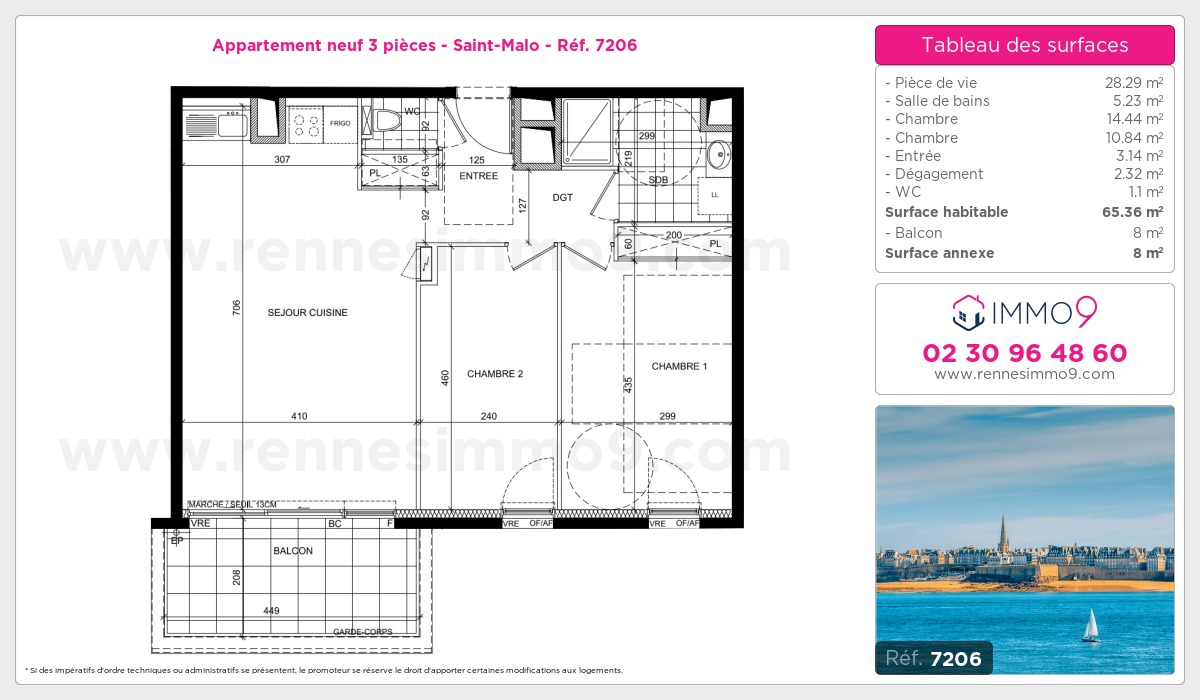 Plan et surfaces, Programme neuf Saint-Malo Référence n° 7206