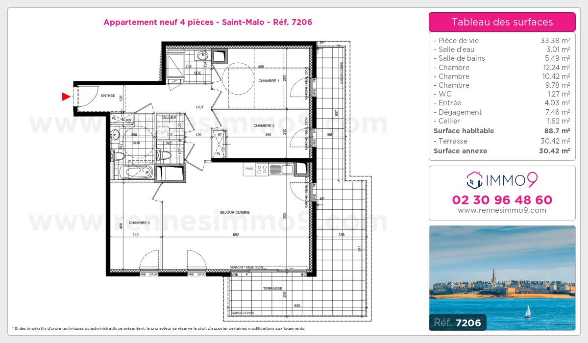 Plan et surfaces, Programme neuf Saint-Malo Référence n° 7206