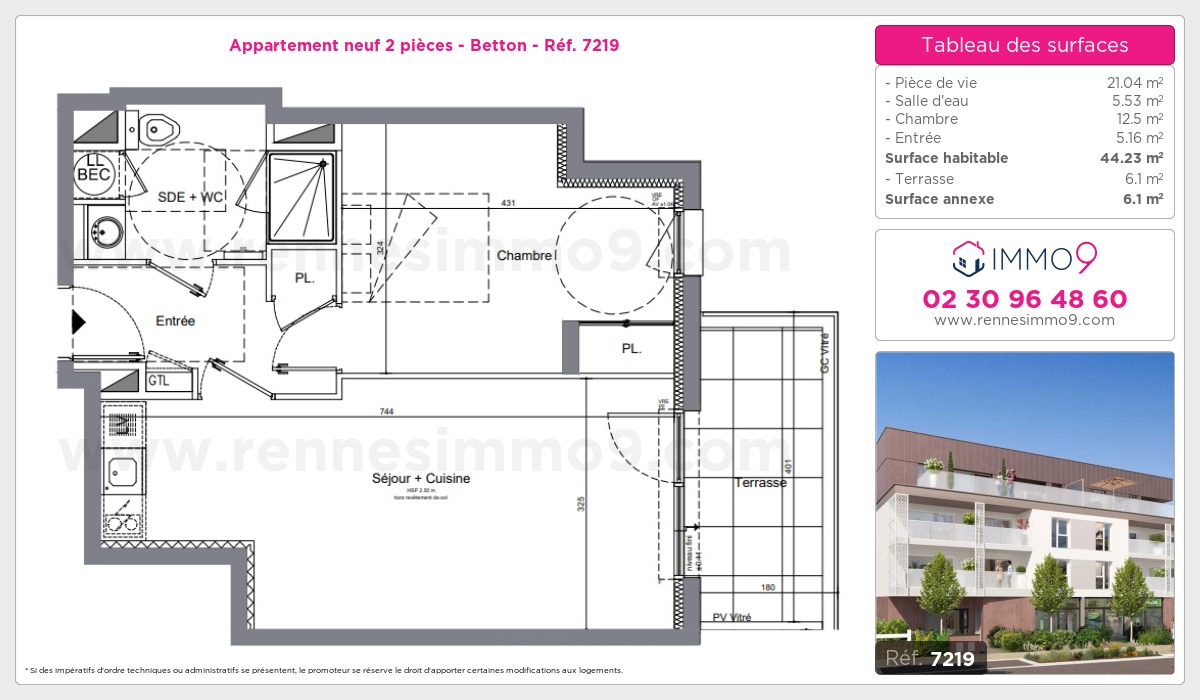 Plan et surfaces, Programme neuf Betton Référence n° 7219