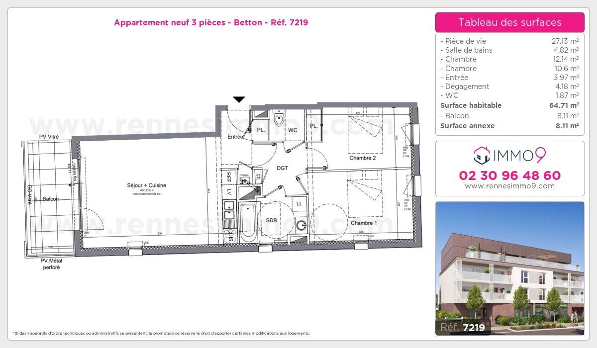 Plan et surfaces, Programme neuf Betton Référence n° 7219