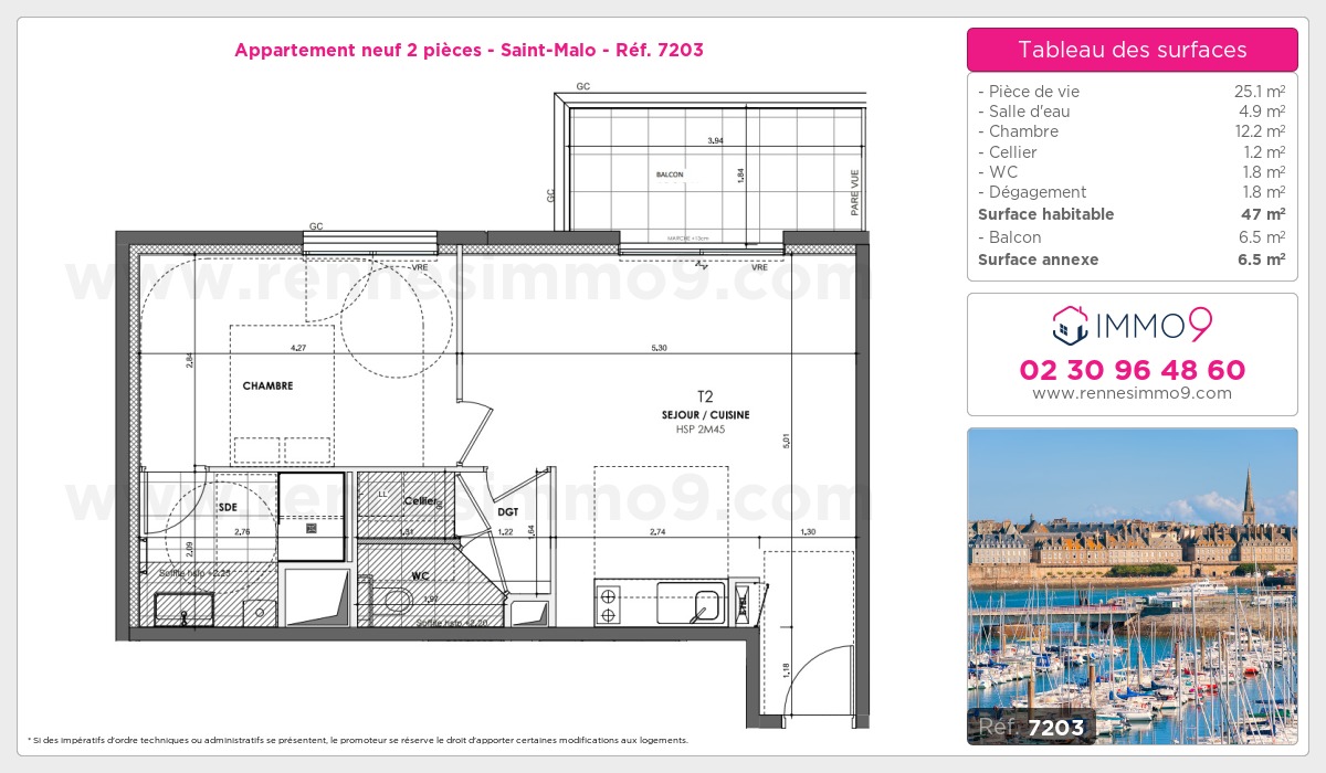 Plan et surfaces, Programme neuf Saint-Malo Référence n° 7203