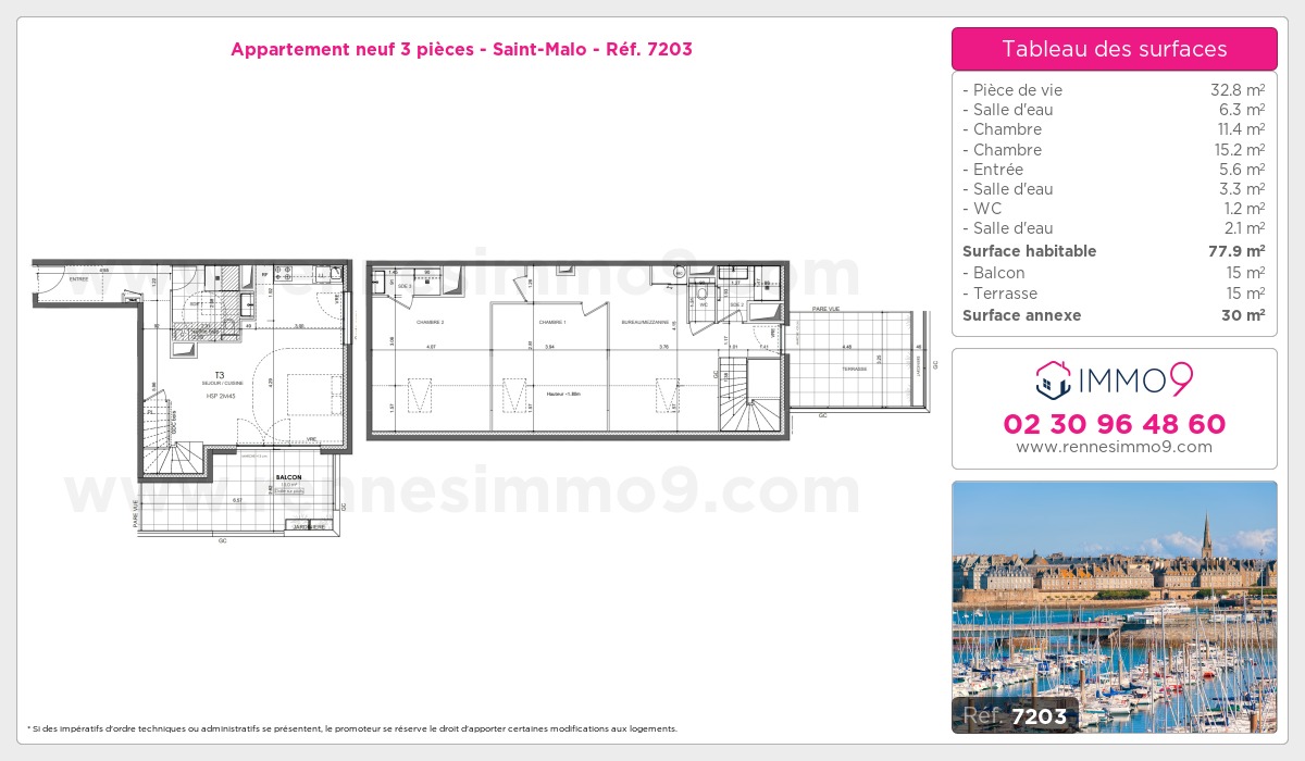 Plan et surfaces, Programme neuf Saint-Malo Référence n° 7203