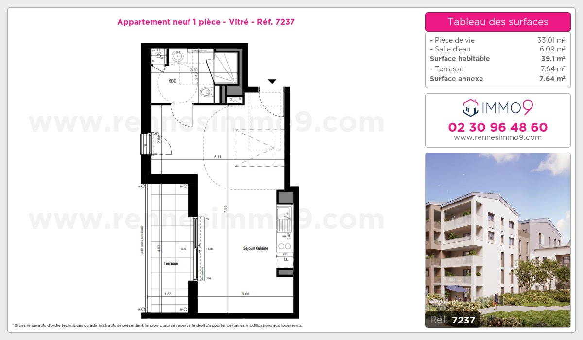 Plan et surfaces, Programme neuf Vitré Référence n° 7237