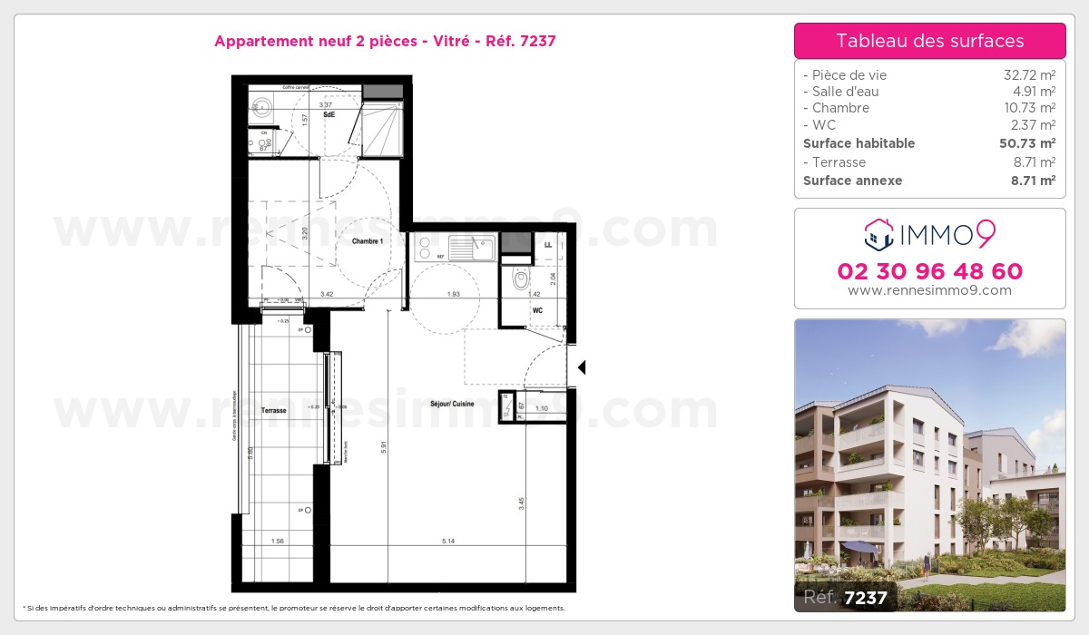 Plan et surfaces, Programme neuf Vitré Référence n° 7237