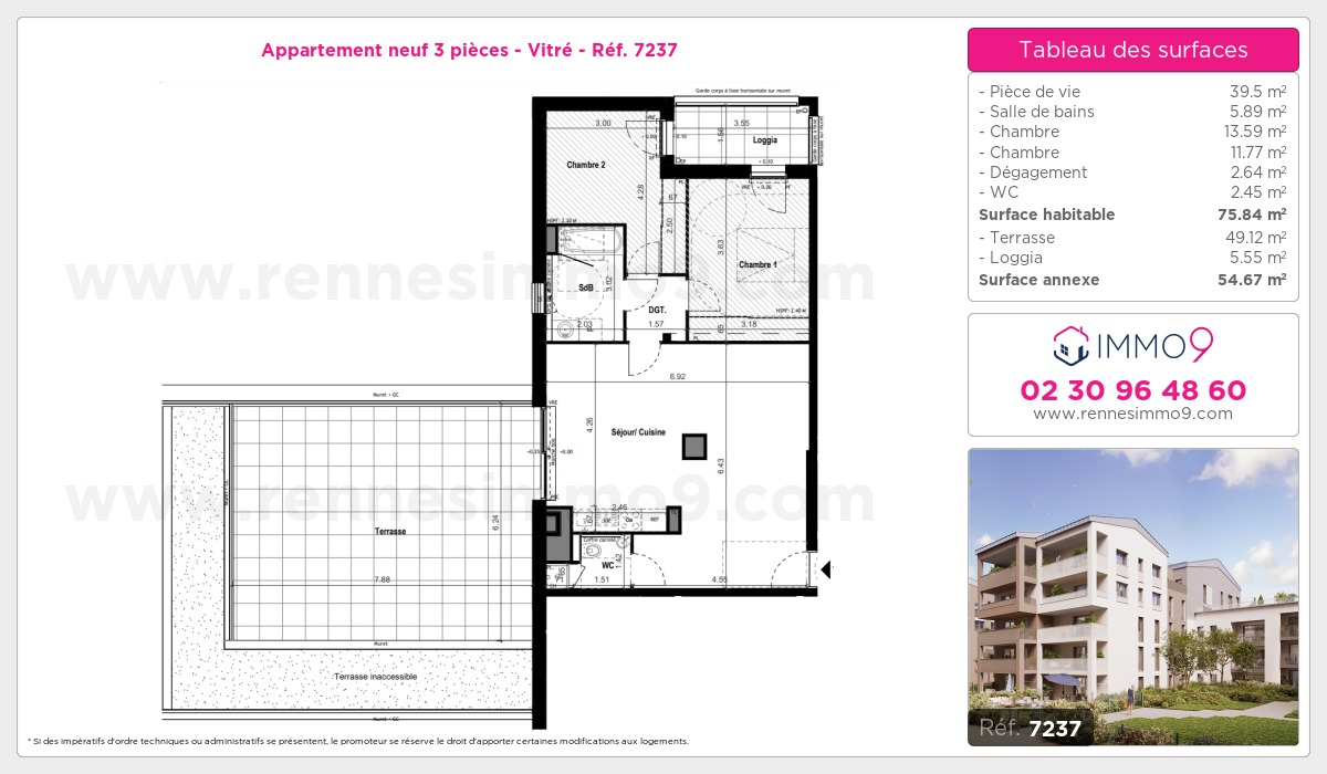 Plan et surfaces, Programme neuf Vitré Référence n° 7237